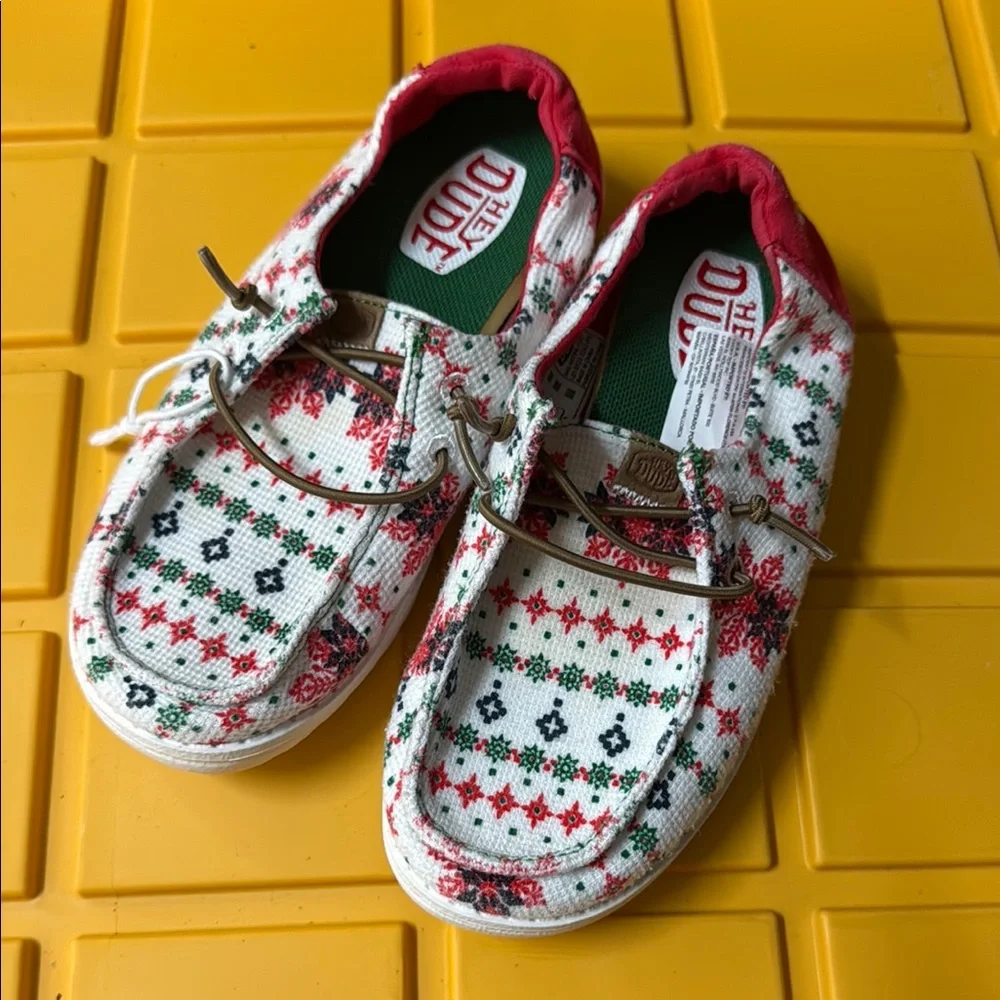 Hey Dude Kids' Festive Red and Green Shoes
